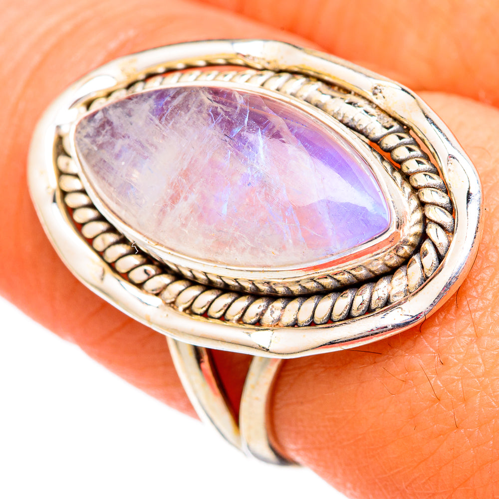 Rainbow Moonstone Rings handcrafted by Ana Silver Co - RING102478