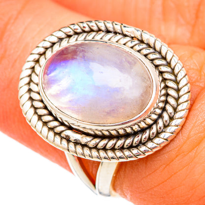 Rainbow Moonstone Rings handcrafted by Ana Silver Co - RING102479