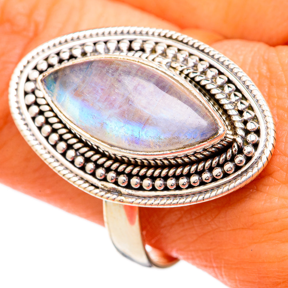 Rainbow Moonstone Rings handcrafted by Ana Silver Co - RING102480