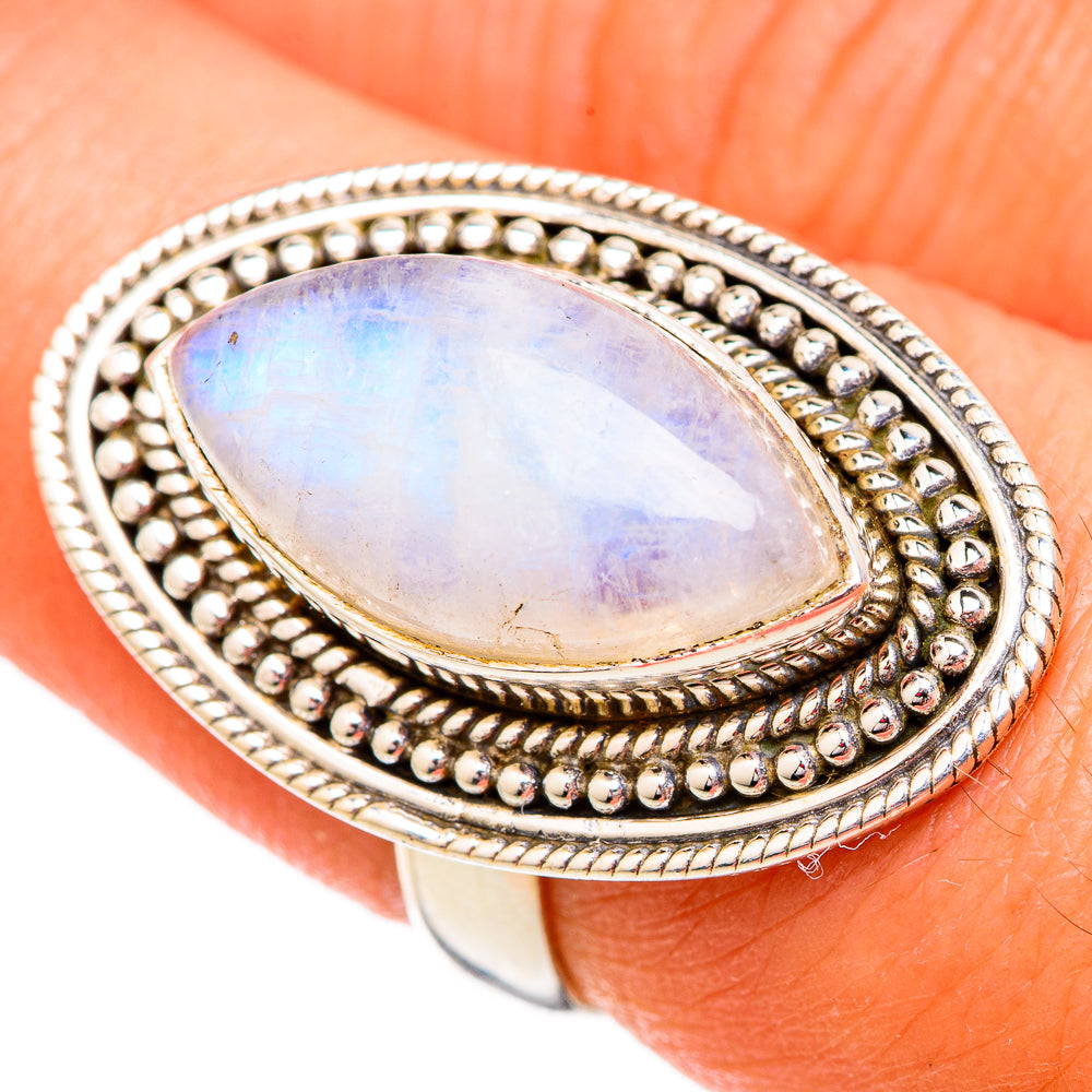 Rainbow Moonstone Rings handcrafted by Ana Silver Co - RING102485