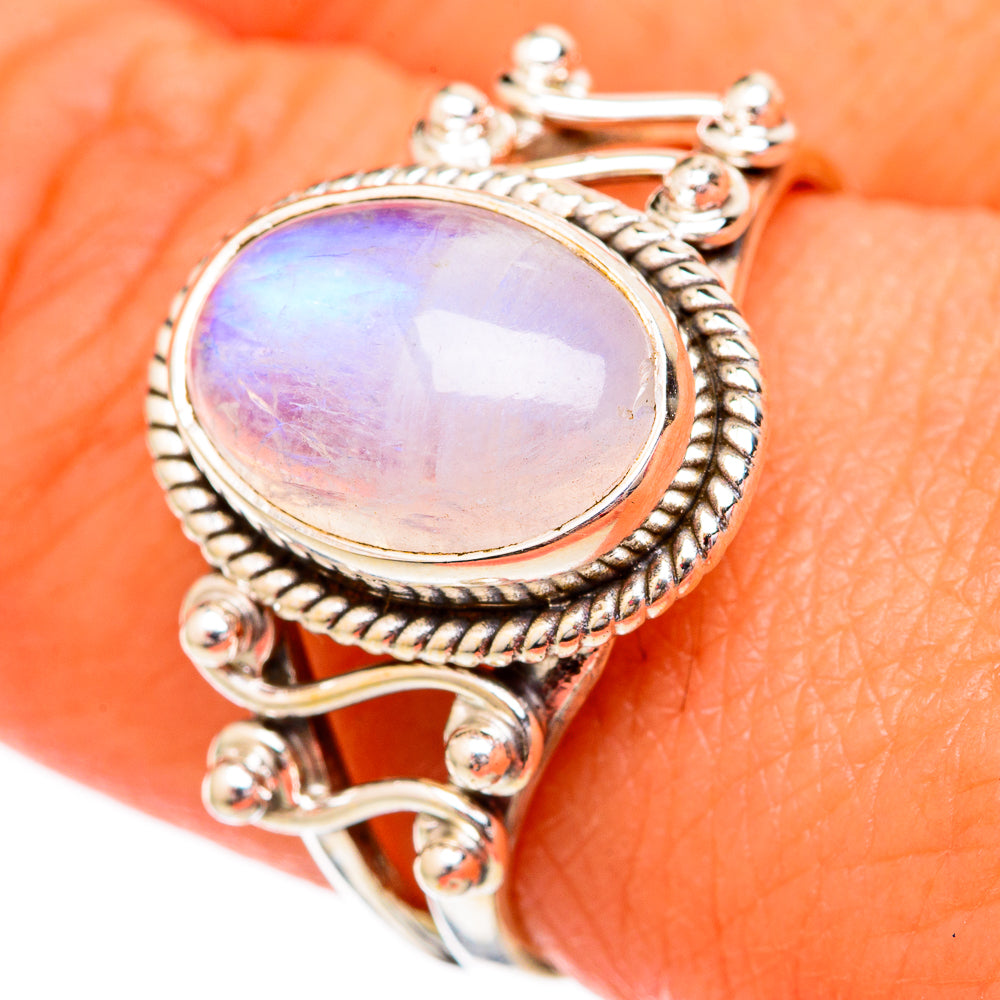 Rainbow Moonstone Rings handcrafted by Ana Silver Co - RING102486
