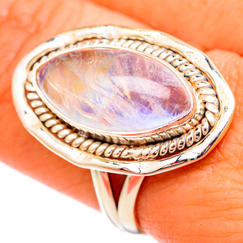 Rainbow Moonstone Rings handcrafted by Ana Silver Co - RING102487