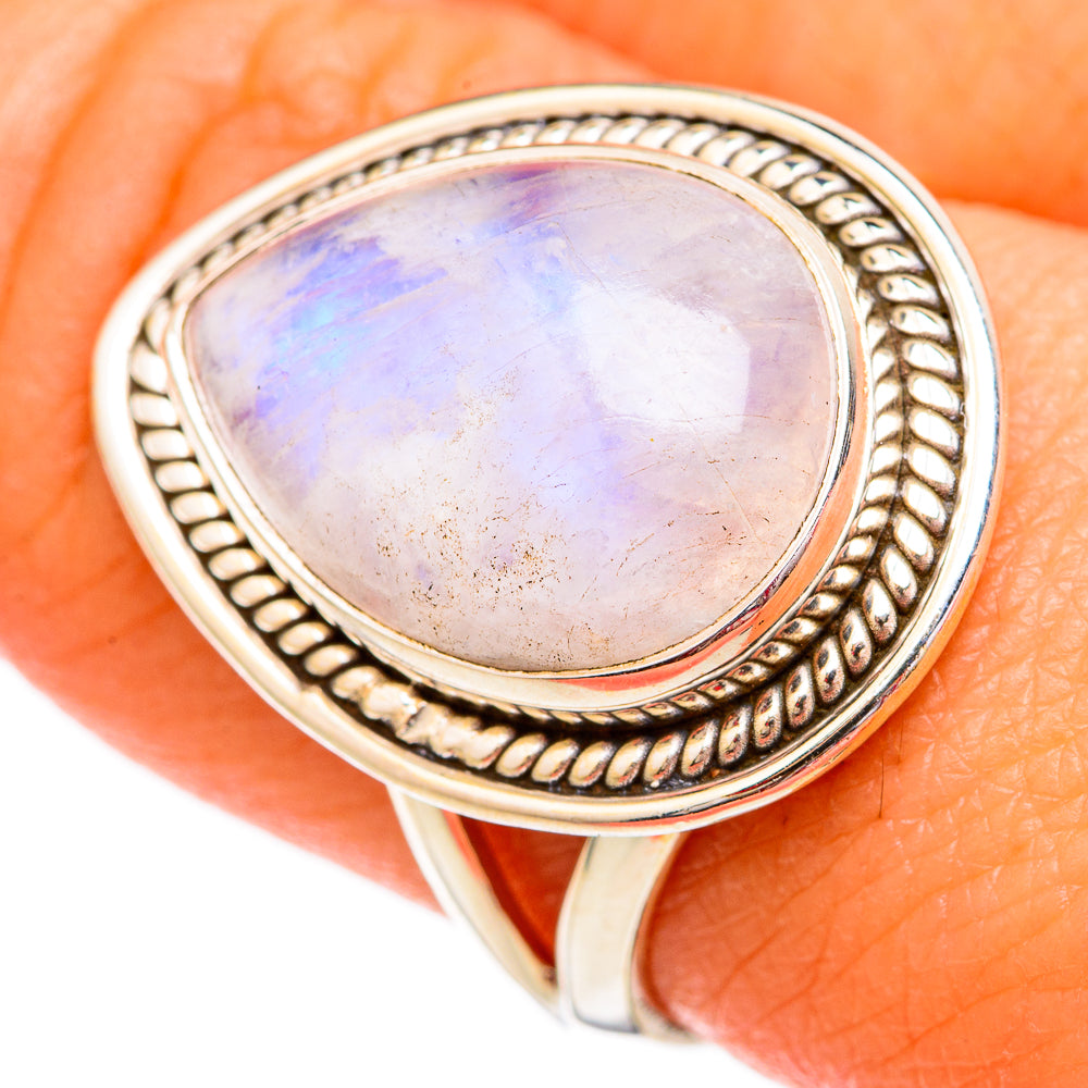 Rainbow Moonstone Rings handcrafted by Ana Silver Co - RING102492