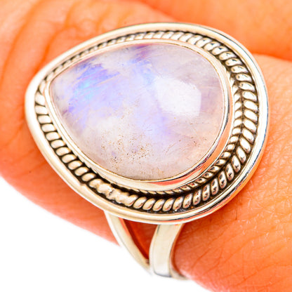 Rainbow Moonstone Rings handcrafted by Ana Silver Co - RING102492