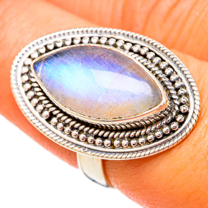 Rainbow Moonstone Rings handcrafted by Ana Silver Co - RING102493