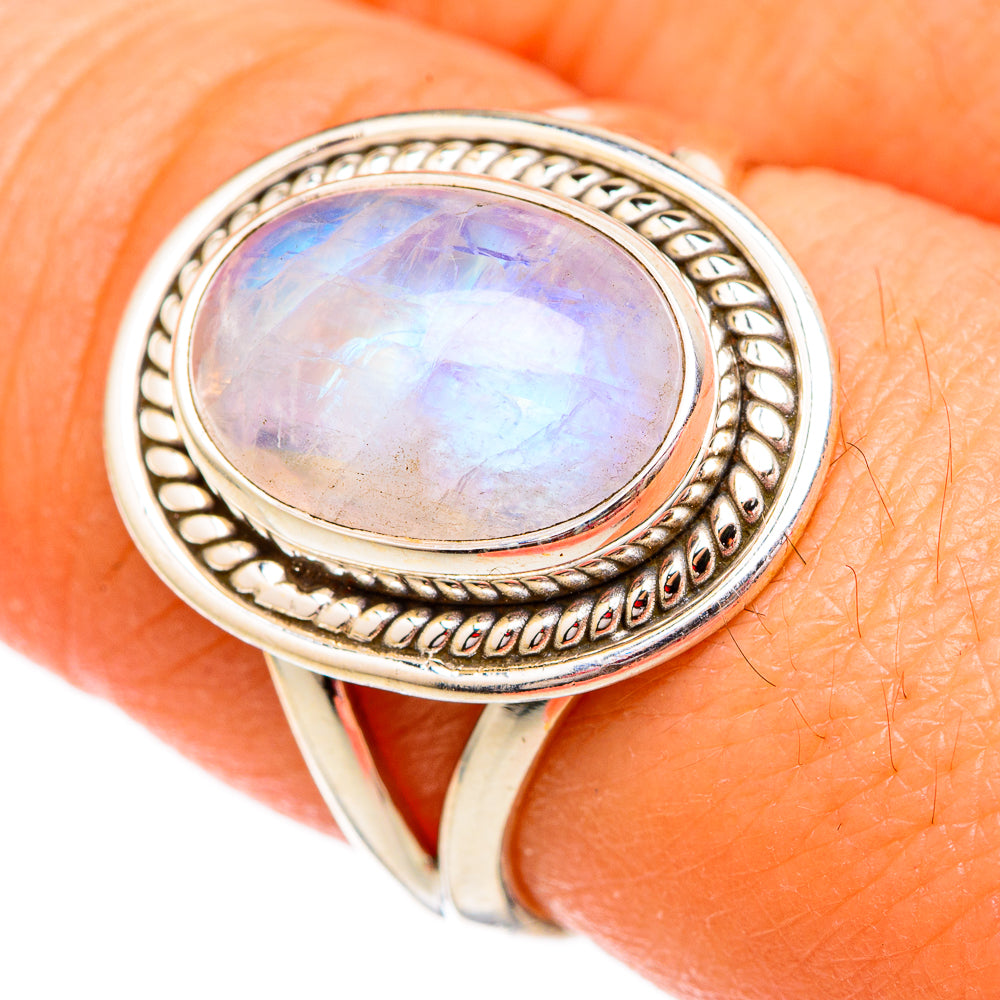 Rainbow Moonstone Rings handcrafted by Ana Silver Co - RING102498