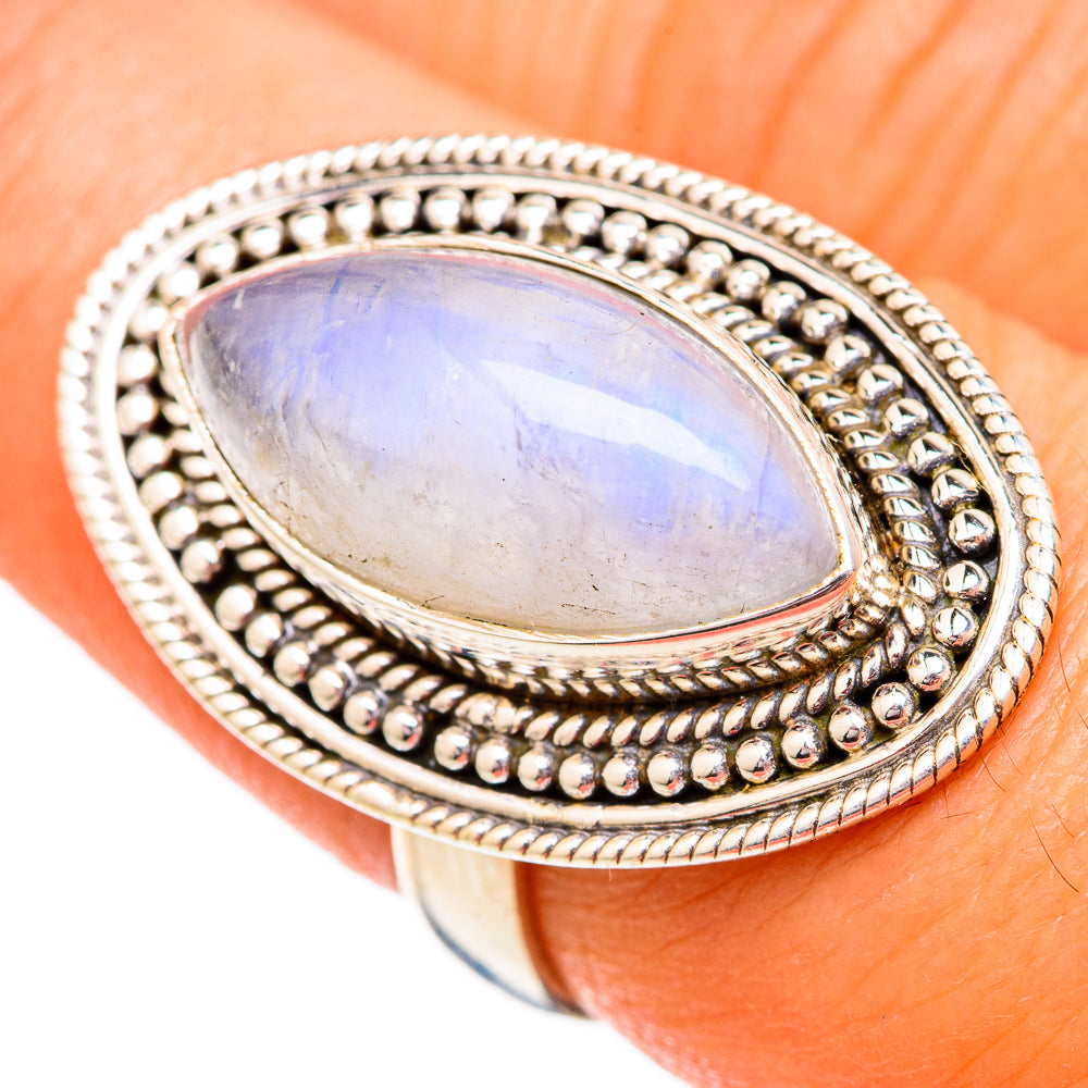 Rainbow Moonstone Rings handcrafted by Ana Silver Co - RING102499
