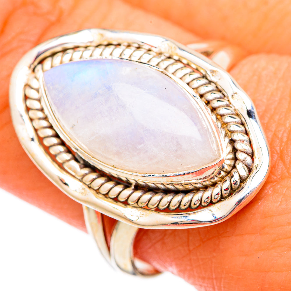 Rainbow Moonstone Rings handcrafted by Ana Silver Co - RING102503