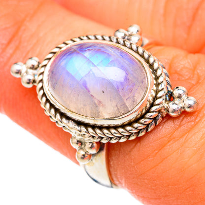 Rainbow Moonstone Rings handcrafted by Ana Silver Co - RING102504