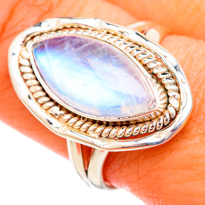 Rainbow Moonstone Rings handcrafted by Ana Silver Co - RING102509