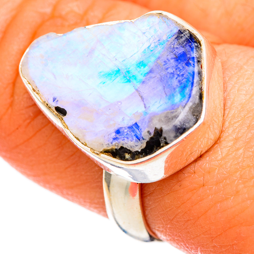 Rainbow Moonstone Rings handcrafted by Ana Silver Co - RING102510