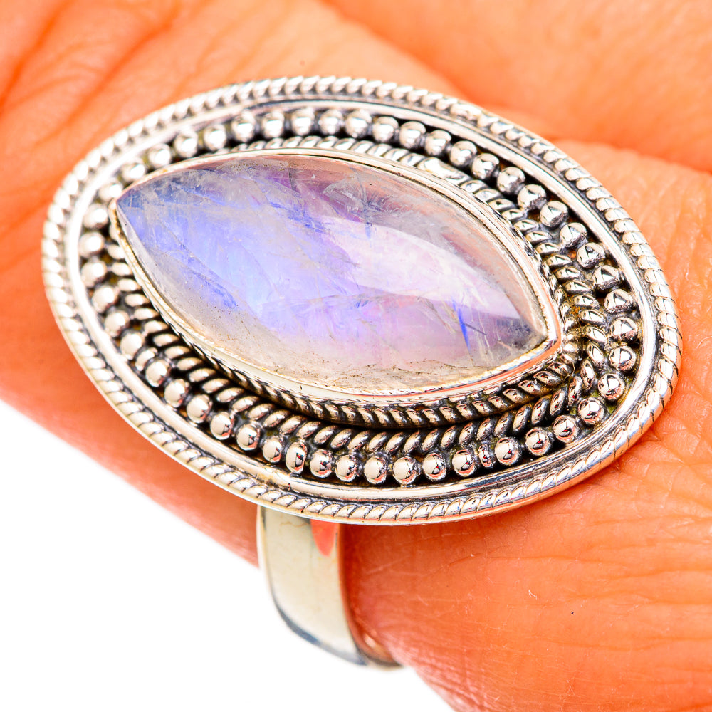 Rainbow Moonstone Rings handcrafted by Ana Silver Co - RING102511