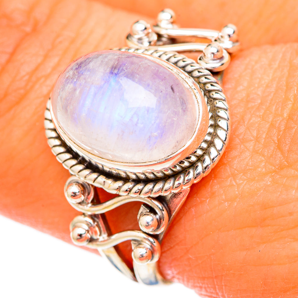 Rainbow Moonstone Rings handcrafted by Ana Silver Co - RING102514