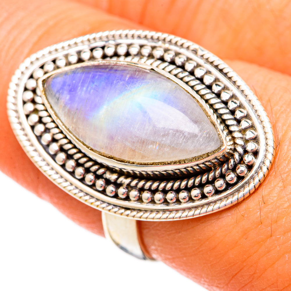 Rainbow Moonstone Rings handcrafted by Ana Silver Co - RING102516