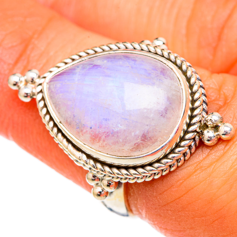 Rainbow Moonstone Rings handcrafted by Ana Silver Co - RING102519