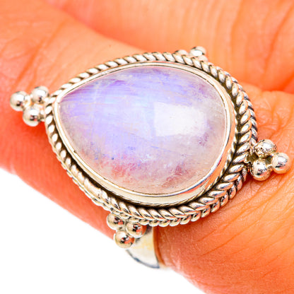 Rainbow Moonstone Rings handcrafted by Ana Silver Co - RING102519