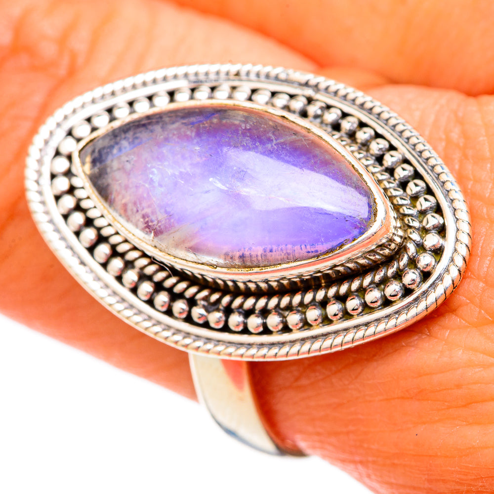 Rainbow Moonstone Rings handcrafted by Ana Silver Co - RING102522