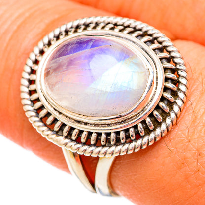 Rainbow Moonstone Rings handcrafted by Ana Silver Co - RING102523
