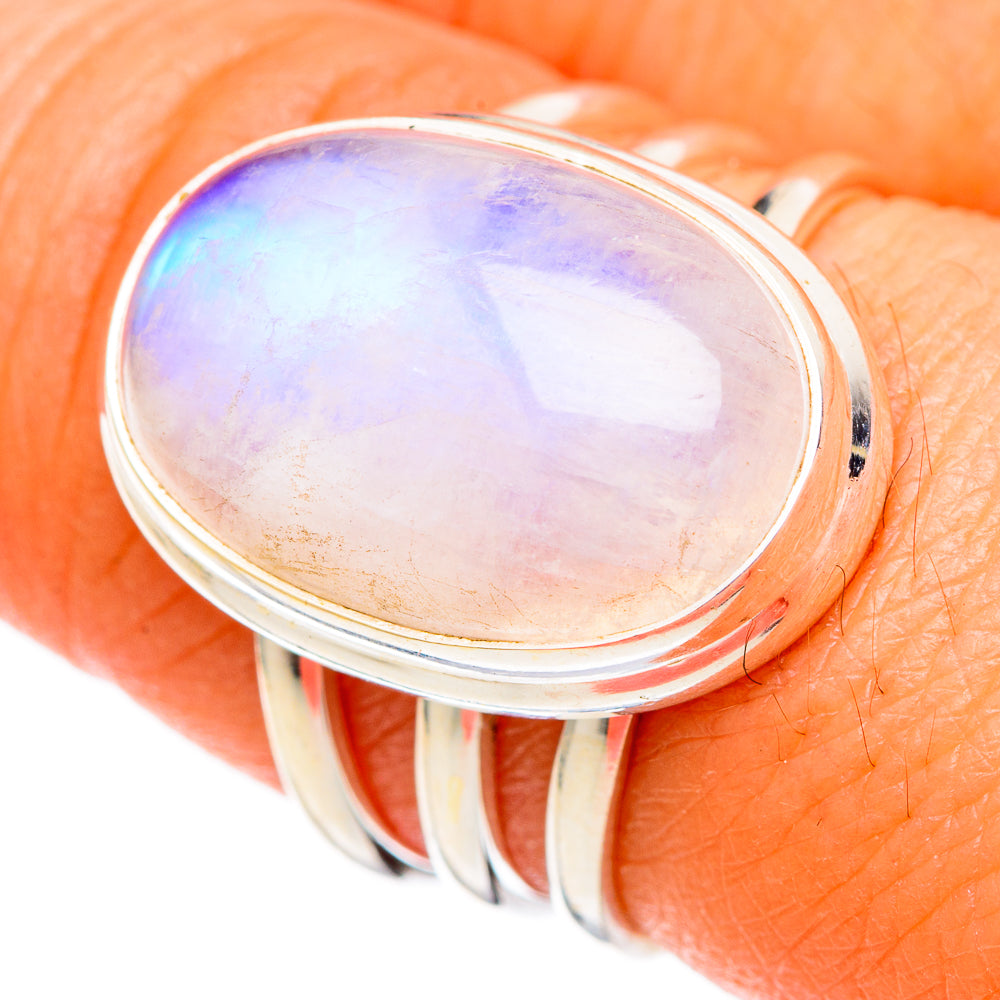 Rainbow Moonstone Rings handcrafted by Ana Silver Co - RING102525