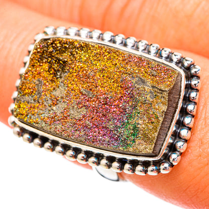 Spectro Pyrite Druzy Rings handcrafted by Ana Silver Co - RING102564