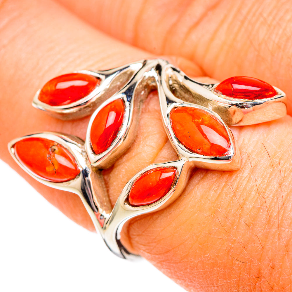 Mediterranean Red Coral Rings handcrafted by Ana Silver Co - RING102580