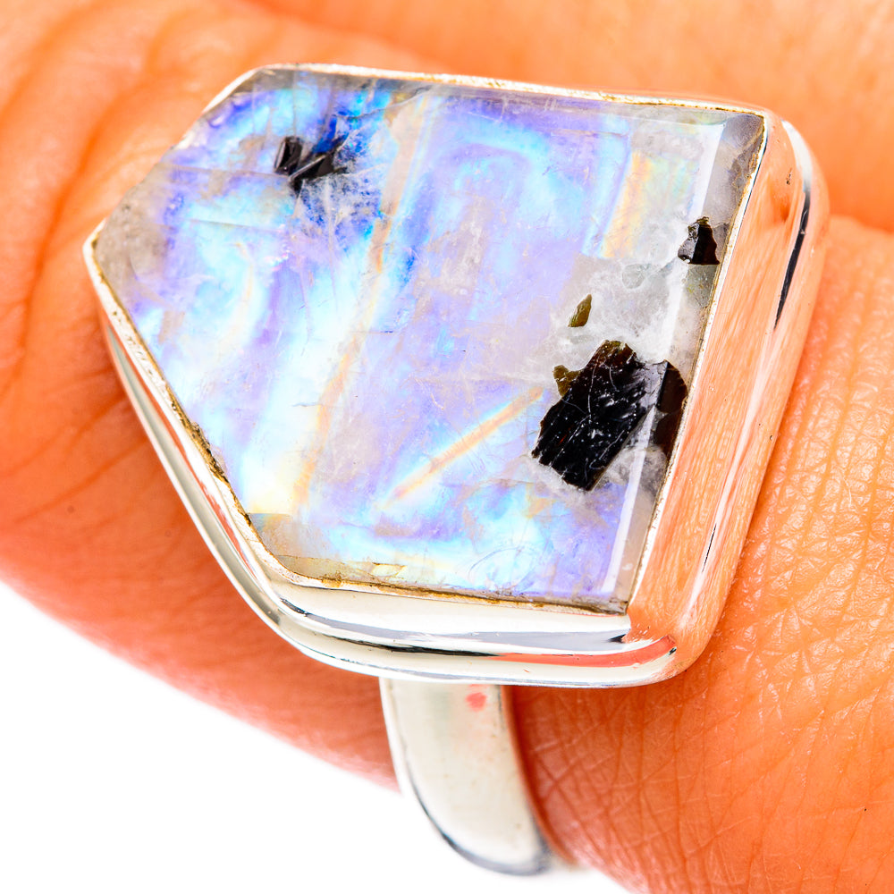 Rainbow Moonstone Rings handcrafted by Ana Silver Co - RING102586