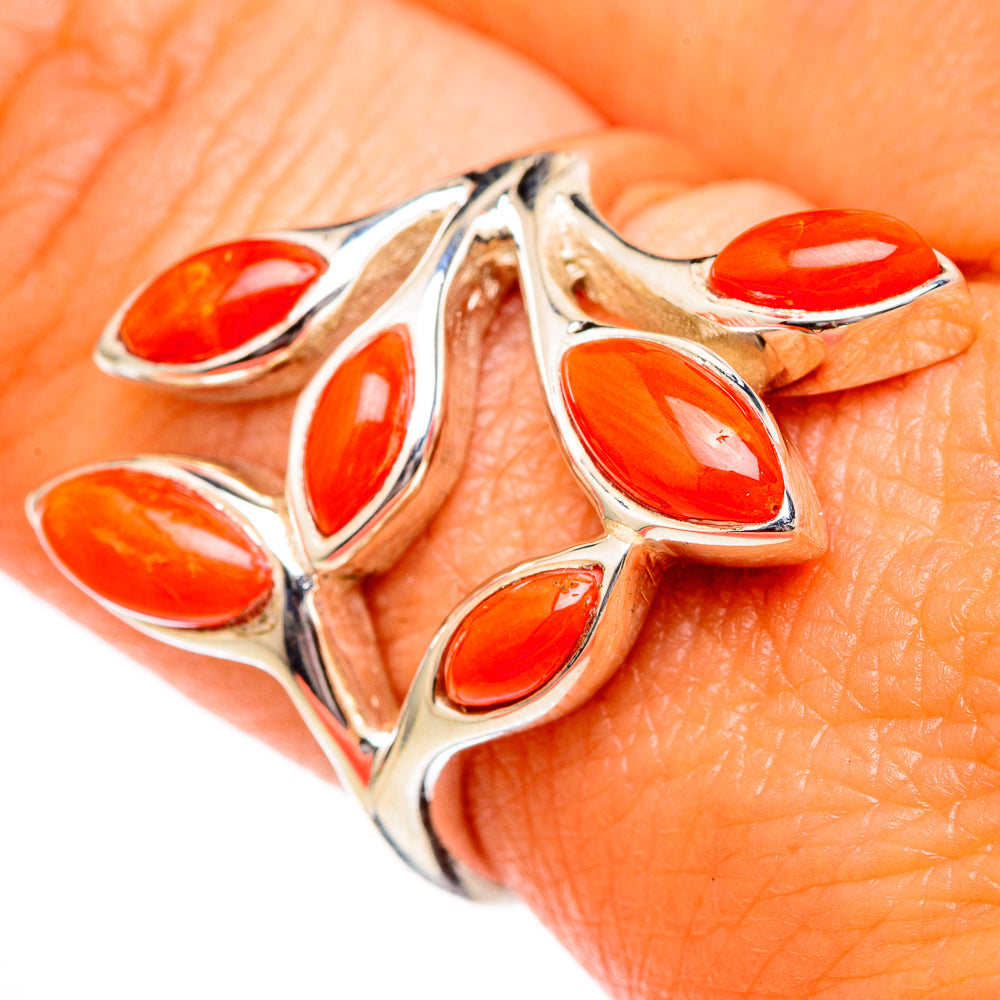 Mediterranean Red Coral Rings handcrafted by Ana Silver Co - RING102602