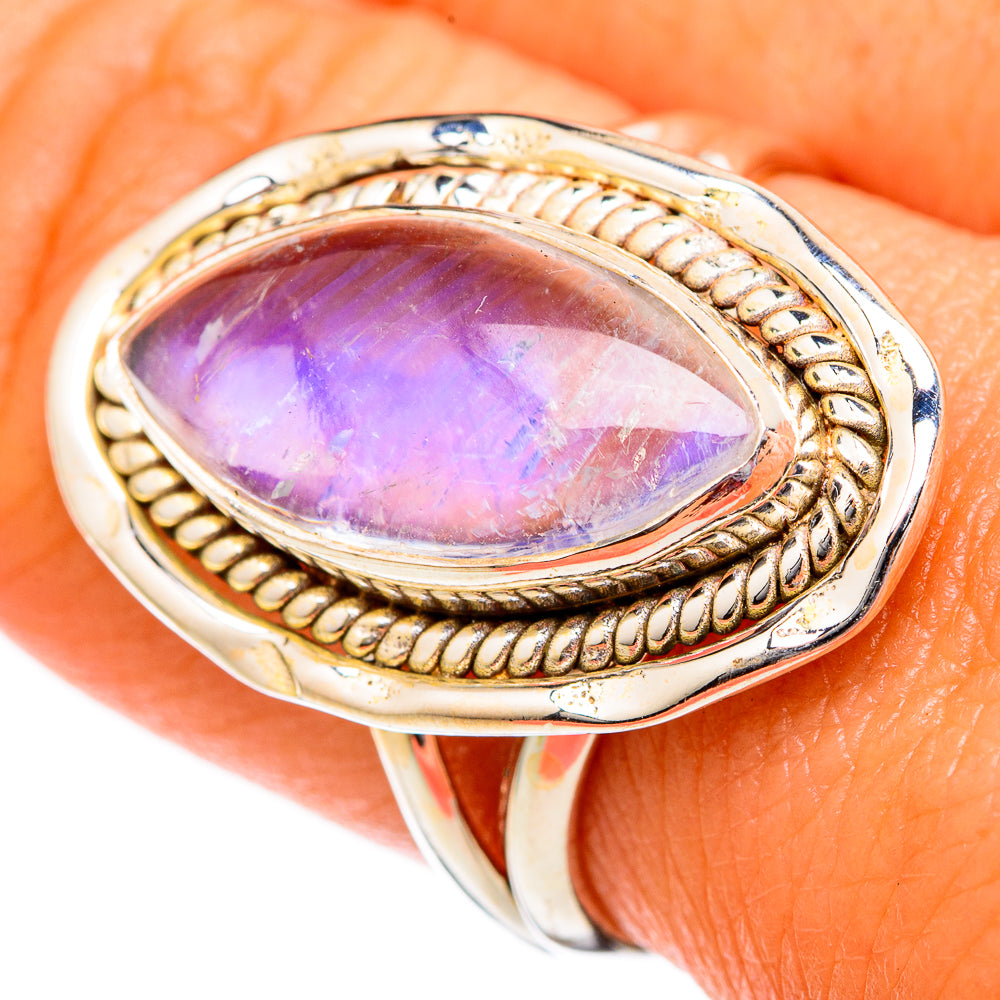 Rainbow Moonstone Rings handcrafted by Ana Silver Co - RING102611