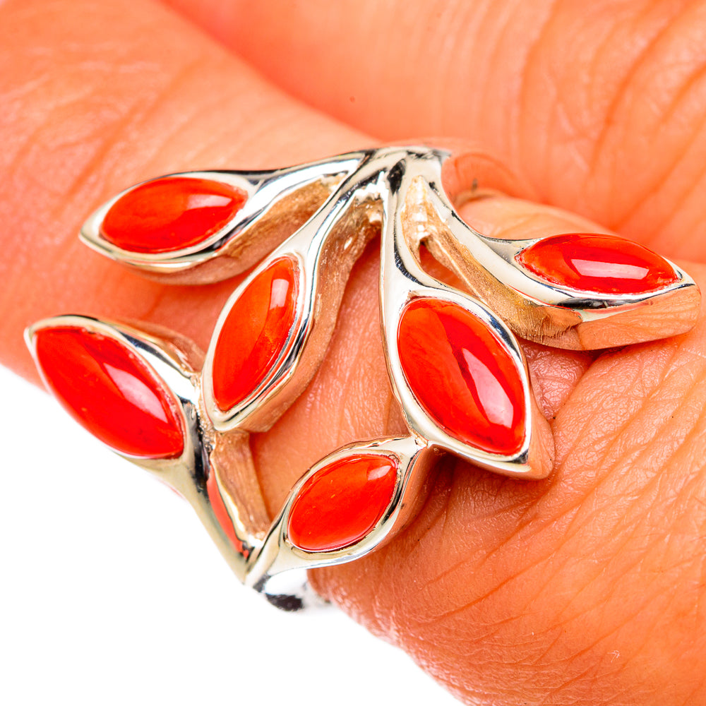 Mediterranean Red Coral Rings handcrafted by Ana Silver Co - RING102627