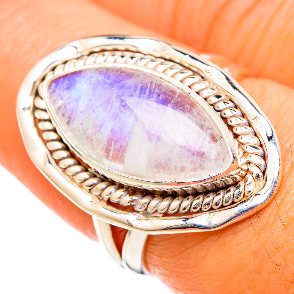Rainbow Moonstone Rings handcrafted by Ana Silver Co - RING102631