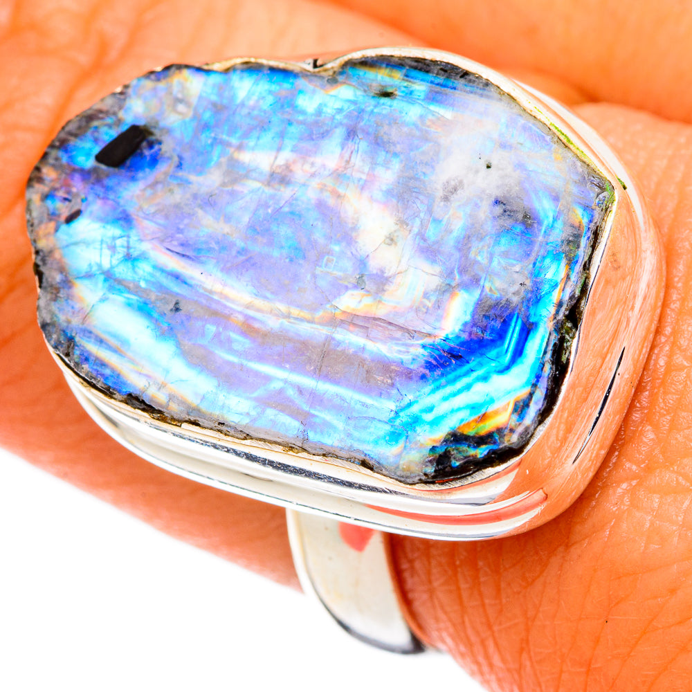 Rainbow Moonstone Rings handcrafted by Ana Silver Co - RING102632