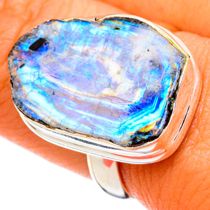 Rainbow Moonstone Rings handcrafted by Ana Silver Co - RING102632
