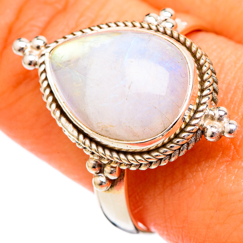 Rainbow Moonstone Rings handcrafted by Ana Silver Co - RING102650