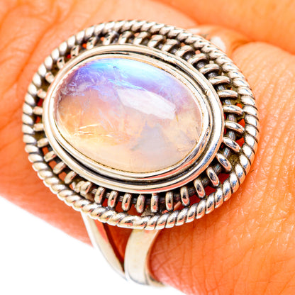 Rainbow Moonstone Rings handcrafted by Ana Silver Co - RING102652