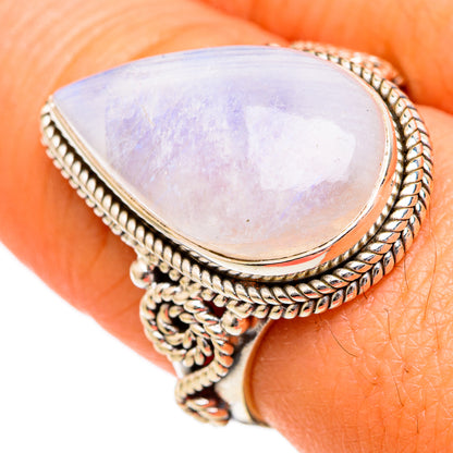 Rainbow Moonstone Rings handcrafted by Ana Silver Co - RING102666