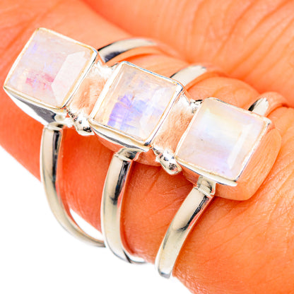 Rainbow Moonstone Rings handcrafted by Ana Silver Co - RING102667