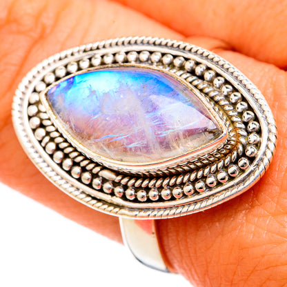Rainbow Moonstone Rings handcrafted by Ana Silver Co - RING102668