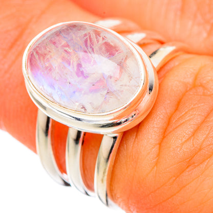 Rainbow Moonstone Rings handcrafted by Ana Silver Co - RING102682