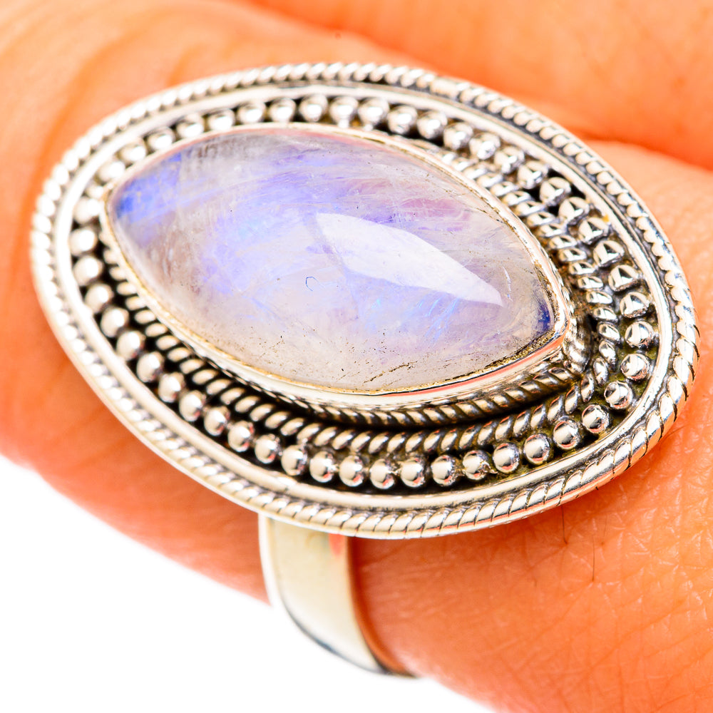 Rainbow Moonstone Rings handcrafted by Ana Silver Co - RING102692