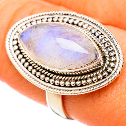 Rainbow Moonstone Rings handcrafted by Ana Silver Co - RING102692