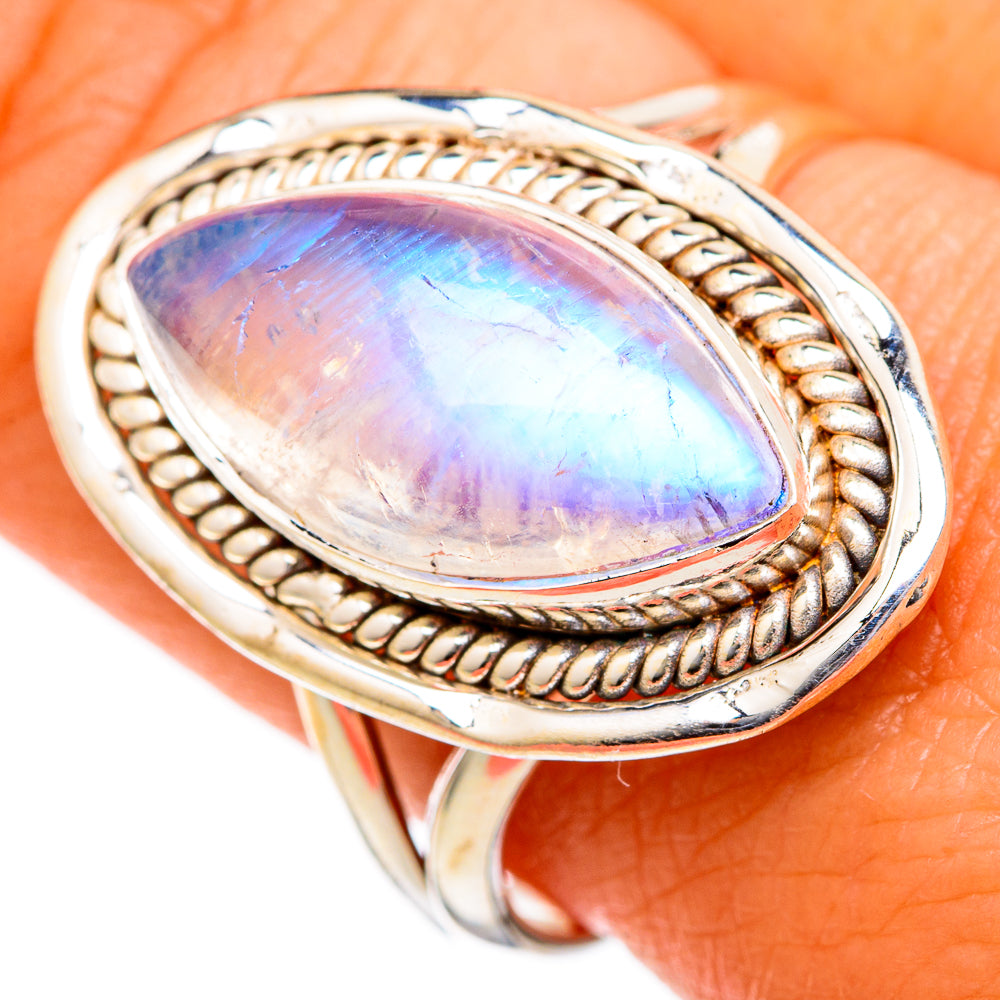Rainbow Moonstone Rings handcrafted by Ana Silver Co - RING102694