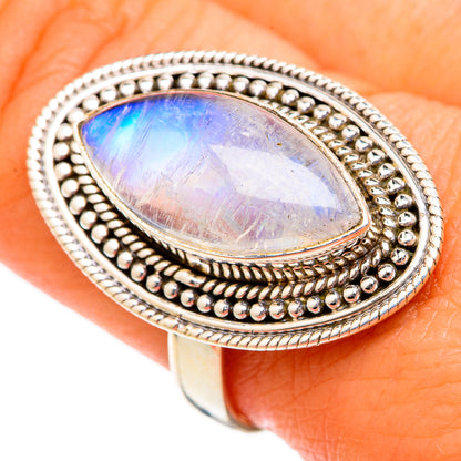 Rainbow Moonstone Rings handcrafted by Ana Silver Co - RING102702