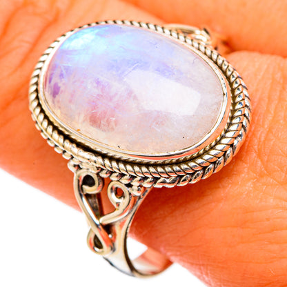 Rainbow Moonstone Rings handcrafted by Ana Silver Co - RING102703