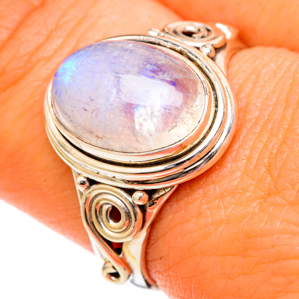 Rainbow Moonstone Rings handcrafted by Ana Silver Co - RING102705