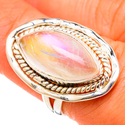Rainbow Moonstone Rings handcrafted by Ana Silver Co - RING102715