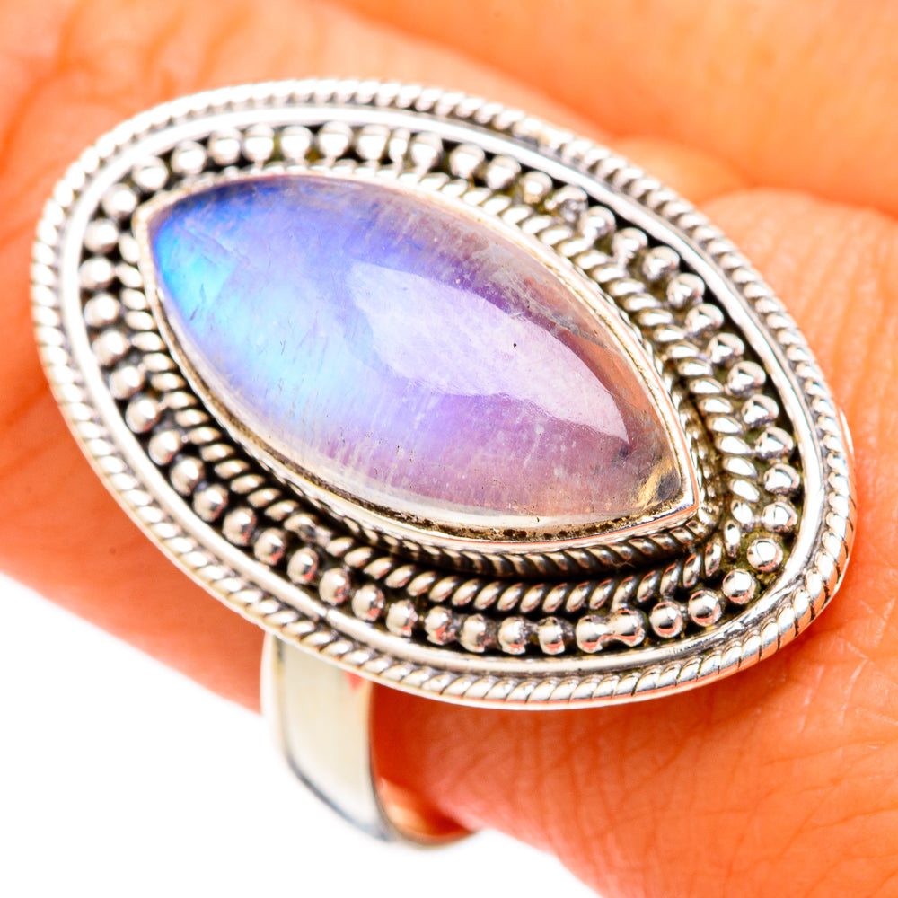 Rainbow Moonstone Rings handcrafted by Ana Silver Co - RING102717