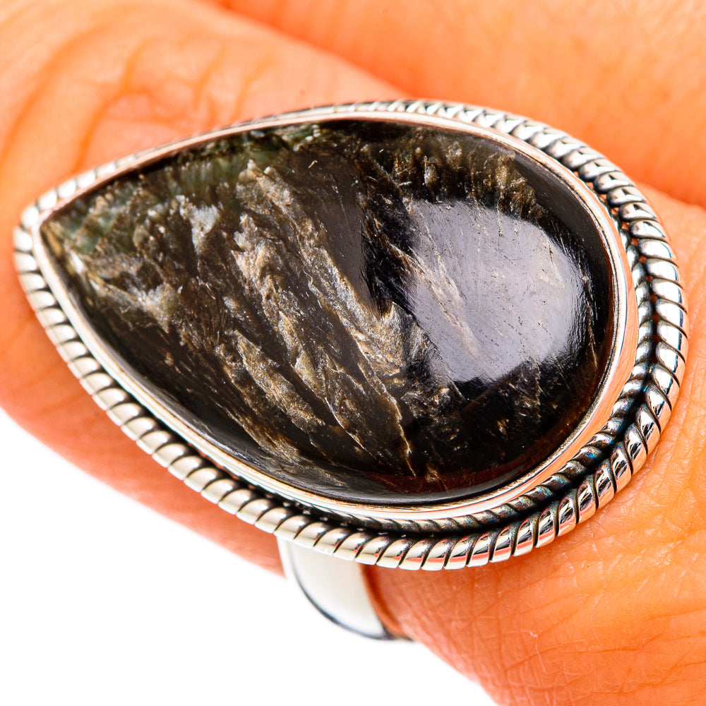 Golden Seraphinite Rings handcrafted by Ana Silver Co - RING102780