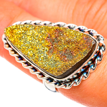 Spectro Pyrite Druzy Rings handcrafted by Ana Silver Co - RING102838