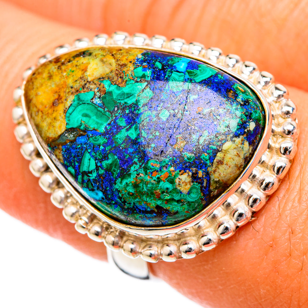 Azurite Malachite Rings handcrafted by Ana Silver Co - RING102844