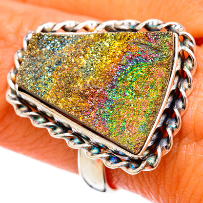 Spectro Pyrite Druzy Rings handcrafted by Ana Silver Co - RING102882